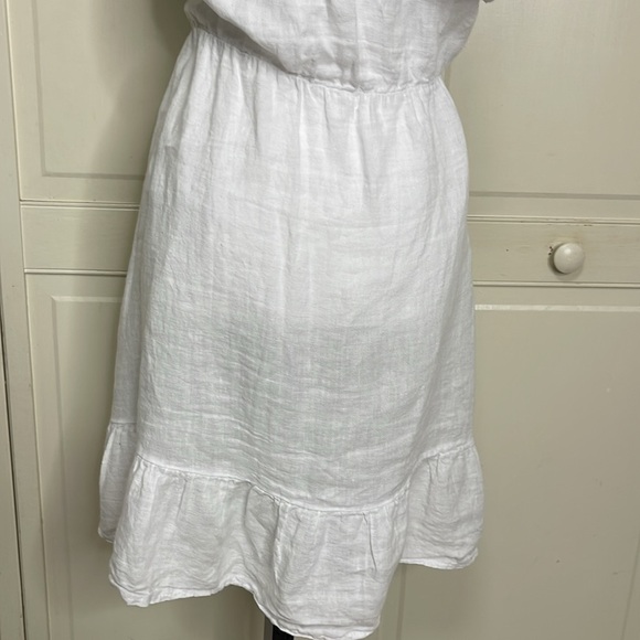 Valentina Naldi Womens White One Shoulder Ruffle 100% Linen Dress Sz S - Picture 6 of 9